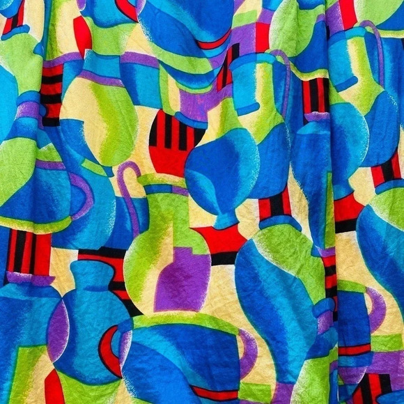 Vintage - 1980’s Ceramic Pattern Midi Silk Skirt - Picture 5 of 6